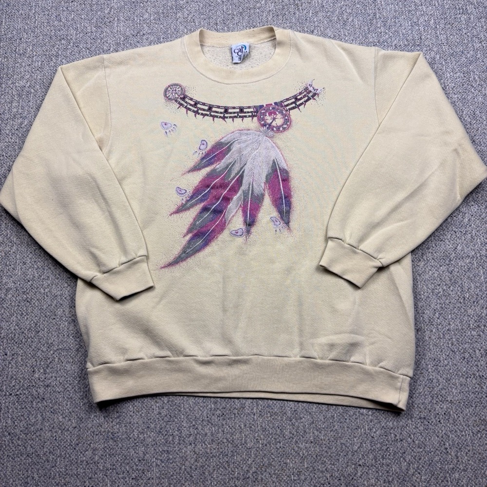 Vintage Cal Cru Dreamcatcher Sweatshirt Adult Large USA Made Native Art 90s